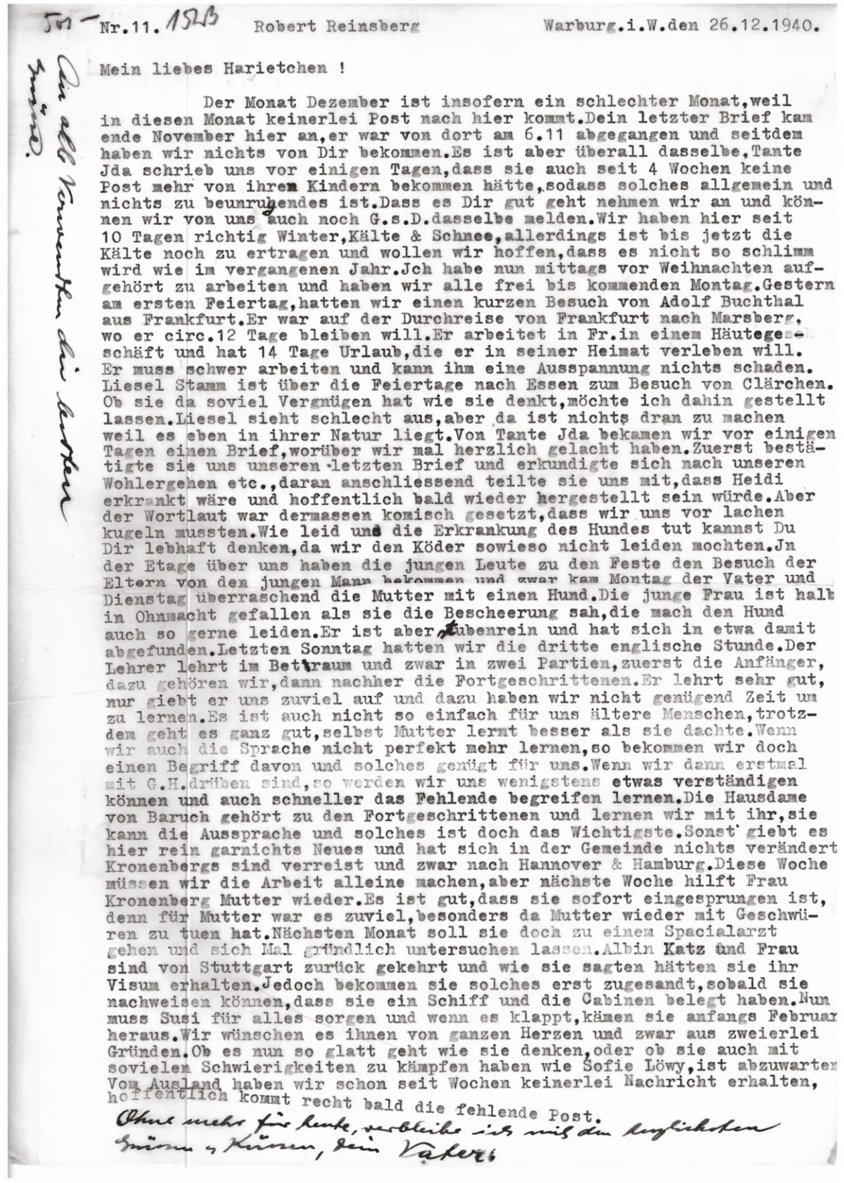 Brief Nr. 11 Seite 1 von 2