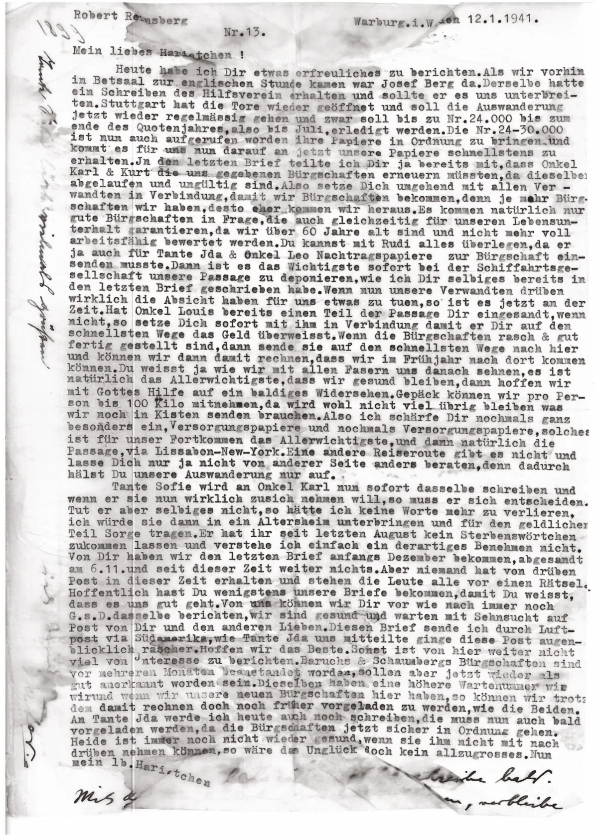 Brief Nr. 13 Seite 1 von 1