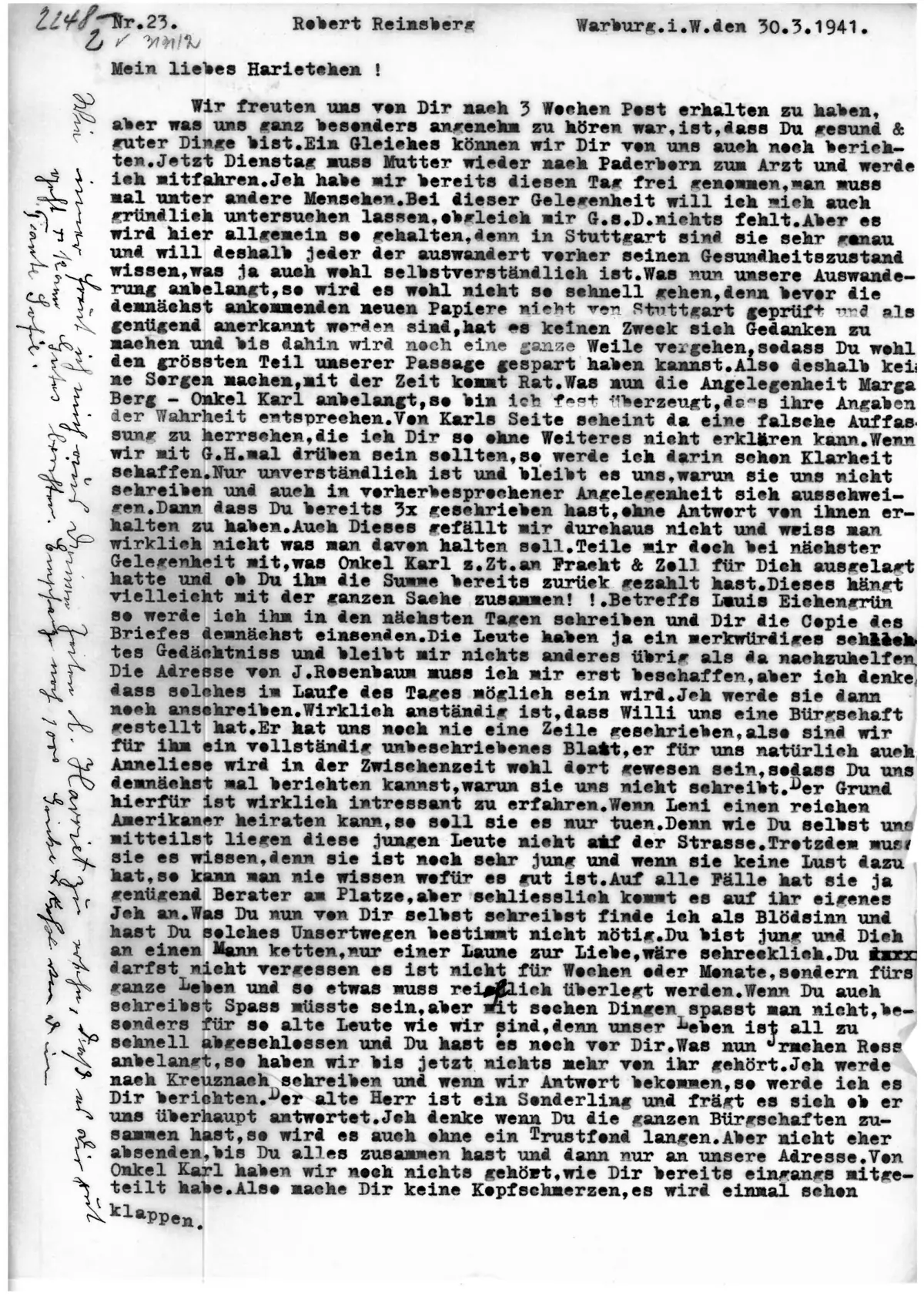 Brief Nr. 23 Seite 1 von 2