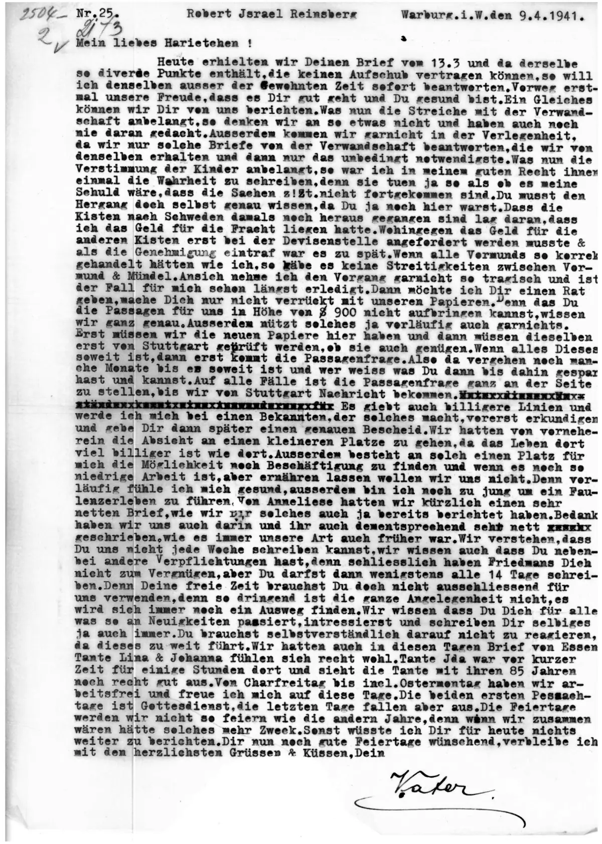 Brief Nr. 25 Seite 1 von 2