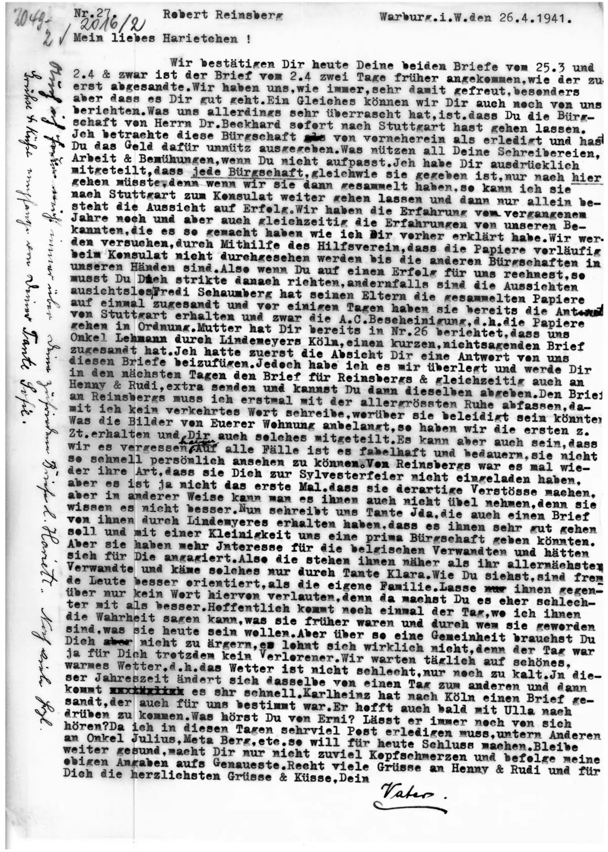 Brief Nr. 27 Seite 1 von 2