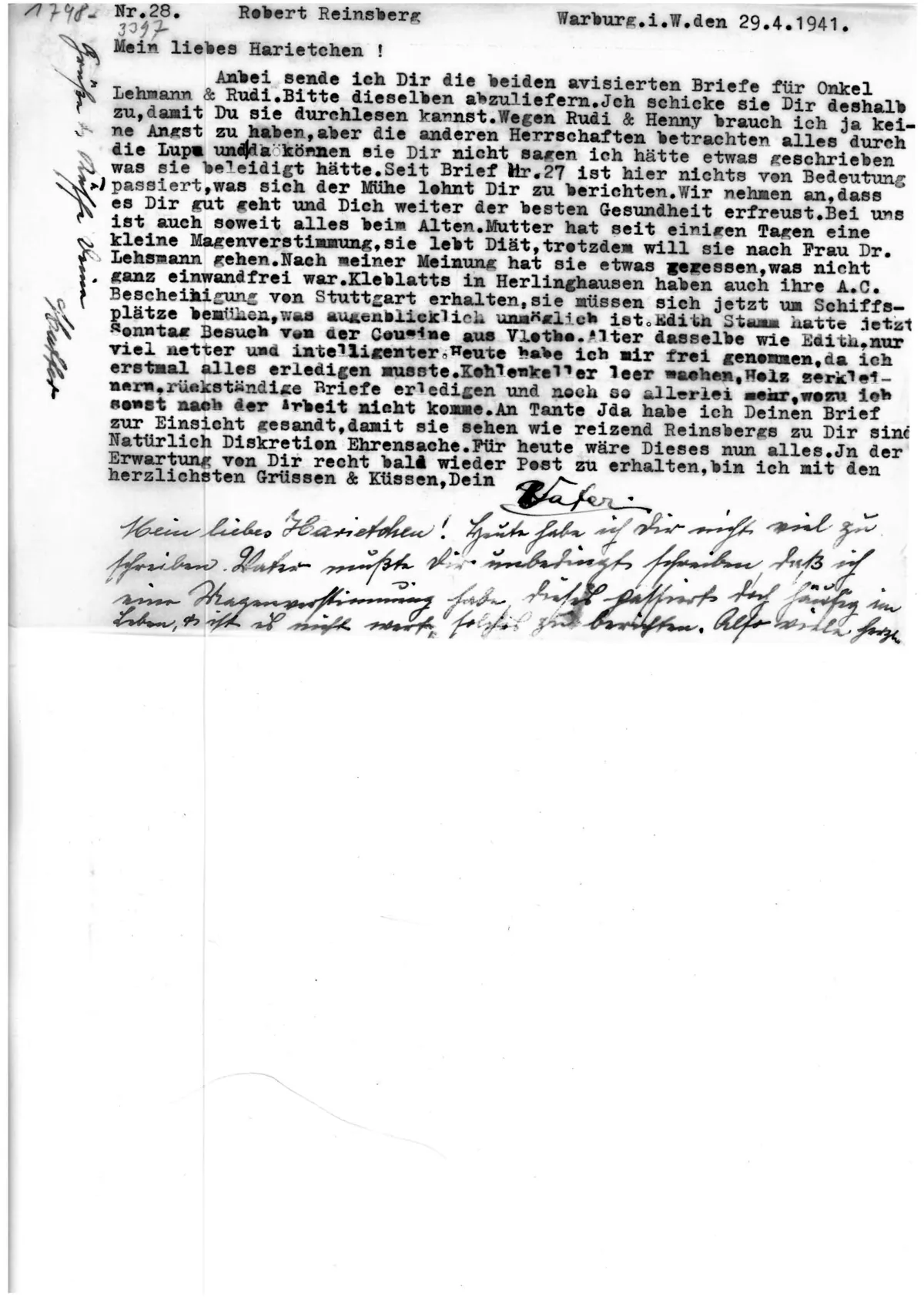 Brief Nr. 28 Seite 1 von 1