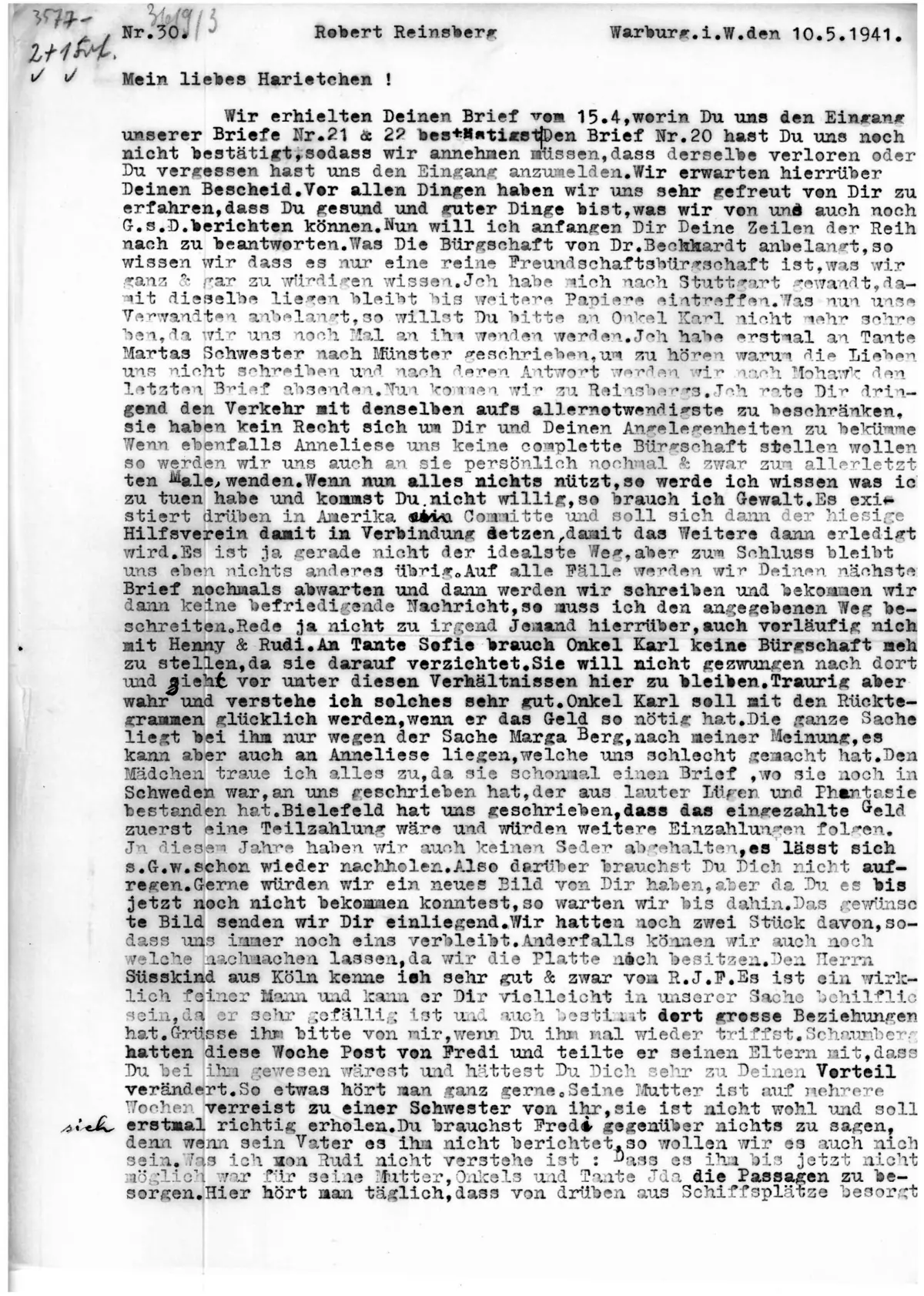 Brief Nr. 30 Seite 1 von 2