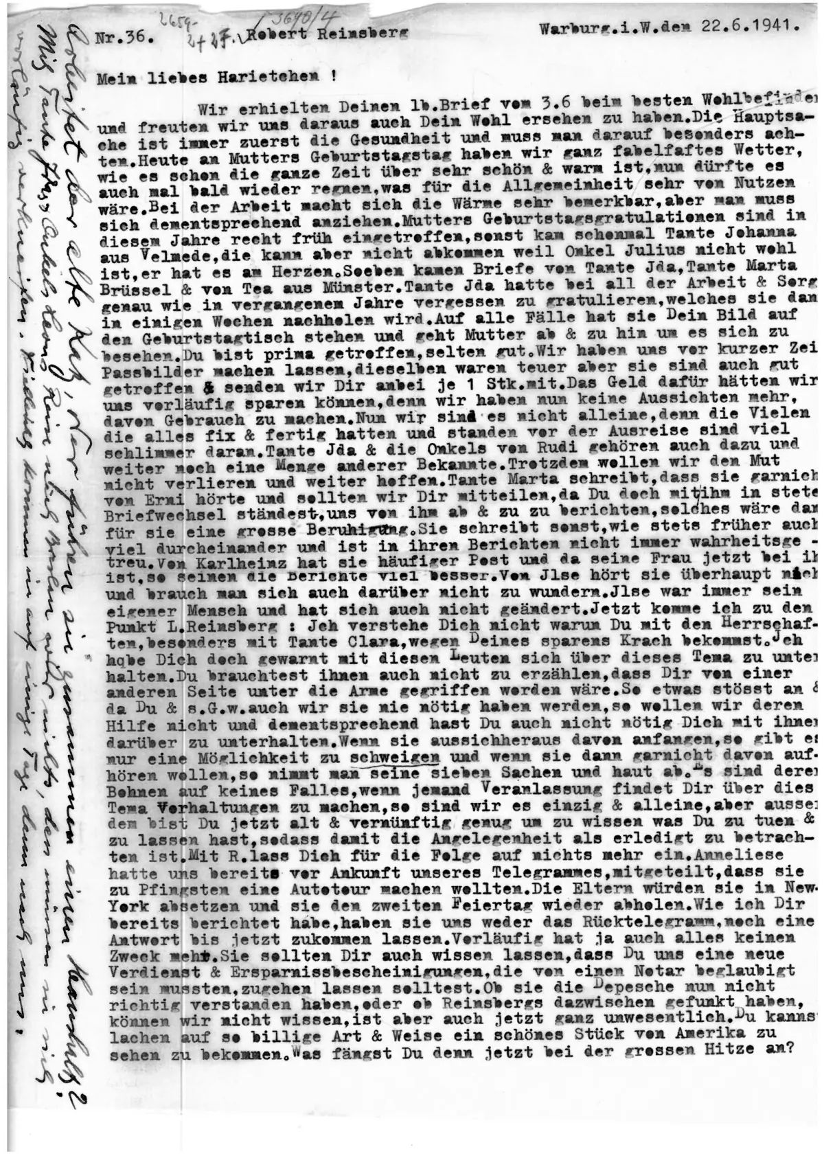 Brief Nr. 36 Seite 1 von 2