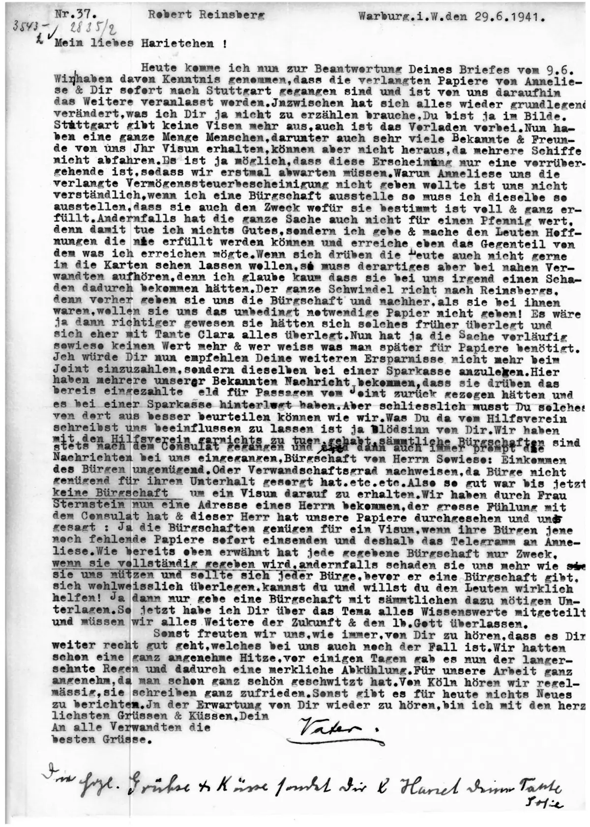 Brief Nr. 37 Seite 1 von 2