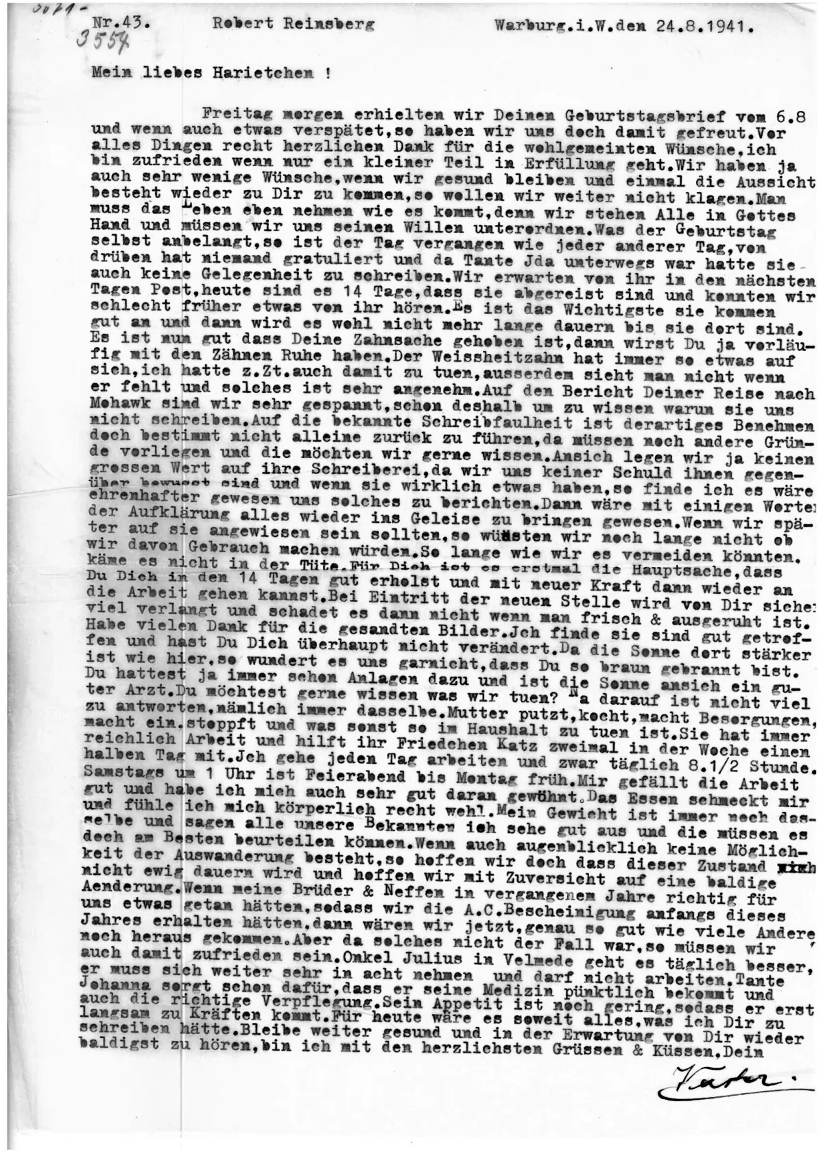 Brief Nr. 43 Seite 1 von 2