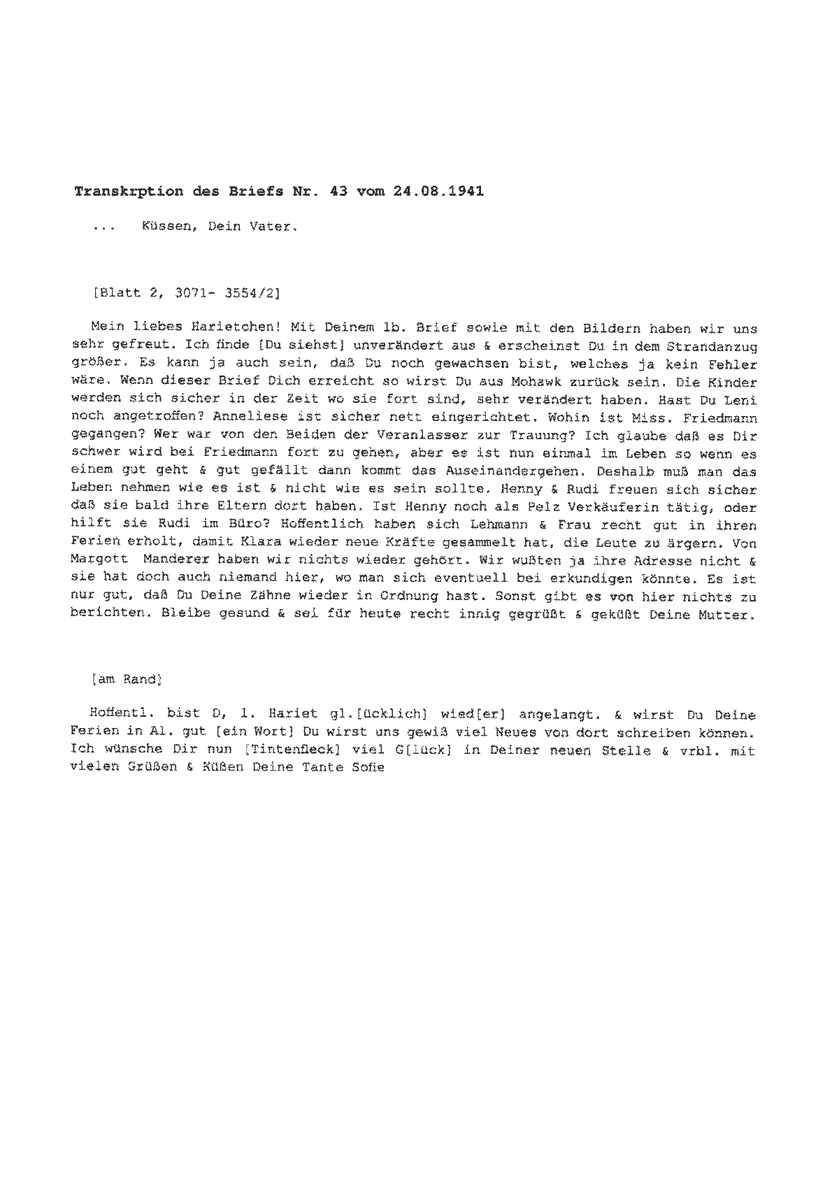 brief 43 03 transkript