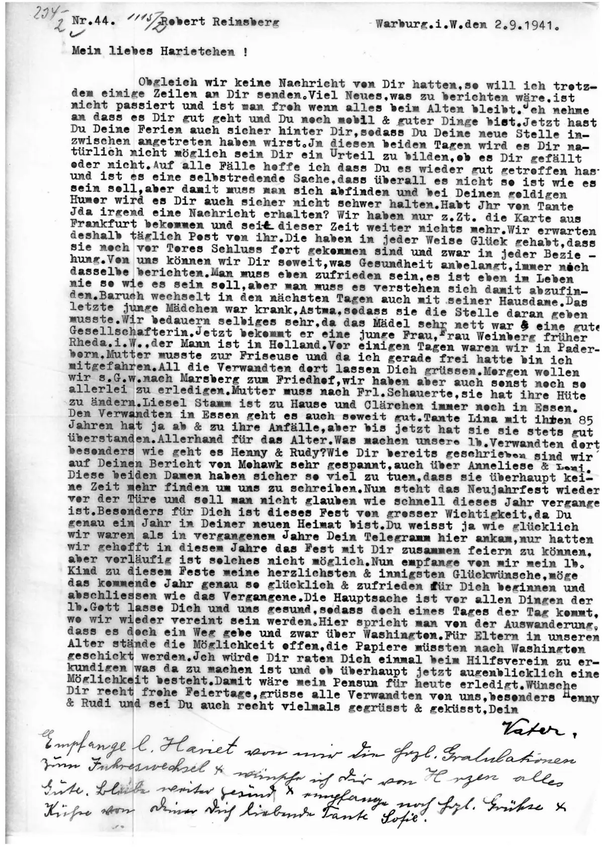 Brief Nr. 44 Seite 1 von 2