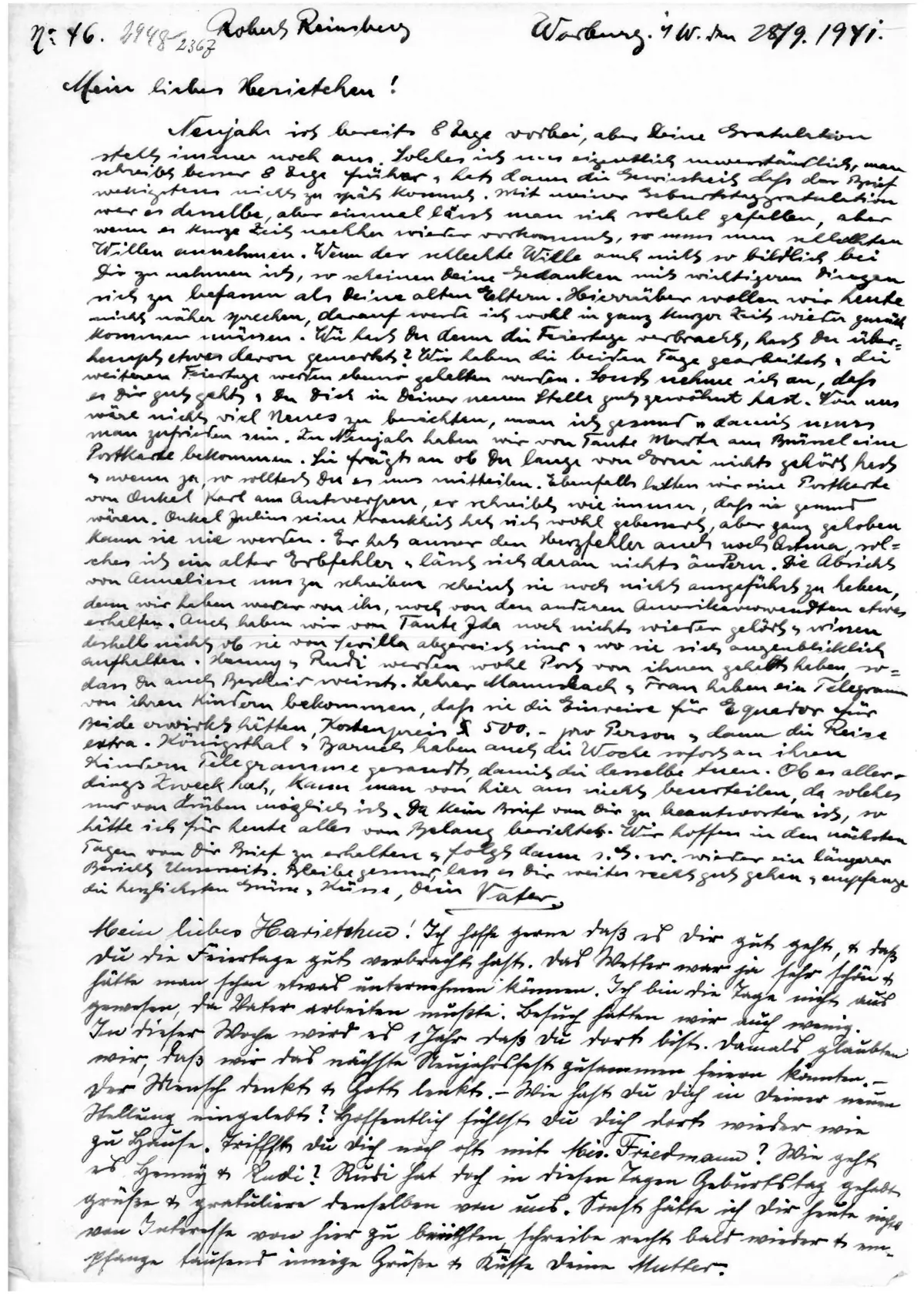 Brief Nr. 46 Seite 1 von 1