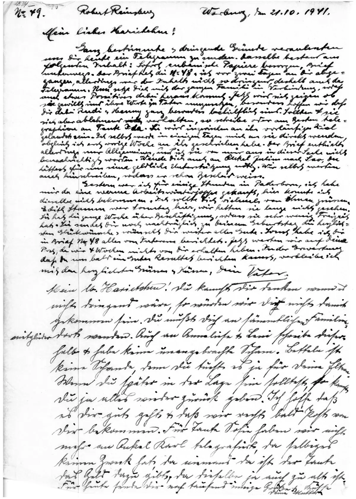 Brief Nr. 49 Seite 1 von 2