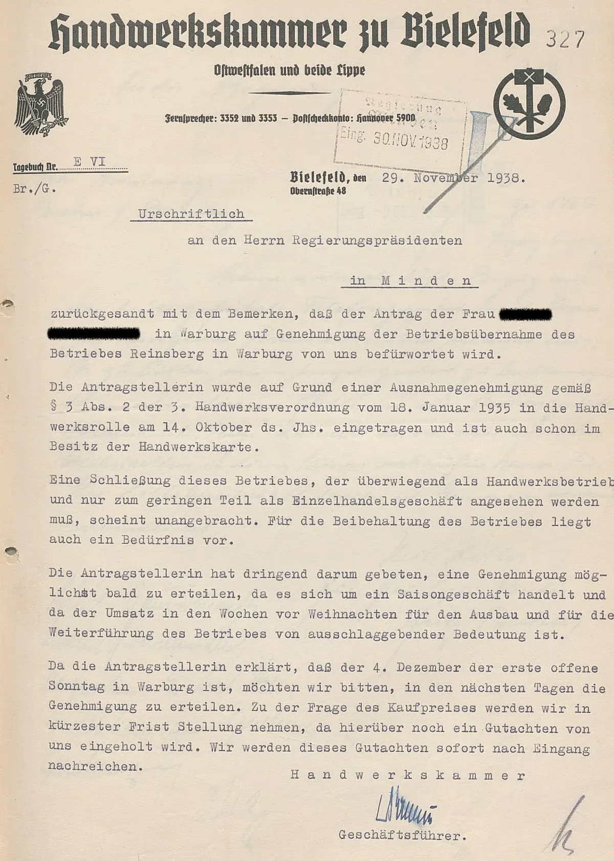 schreiben handwerkskammer bielefeld zensiert